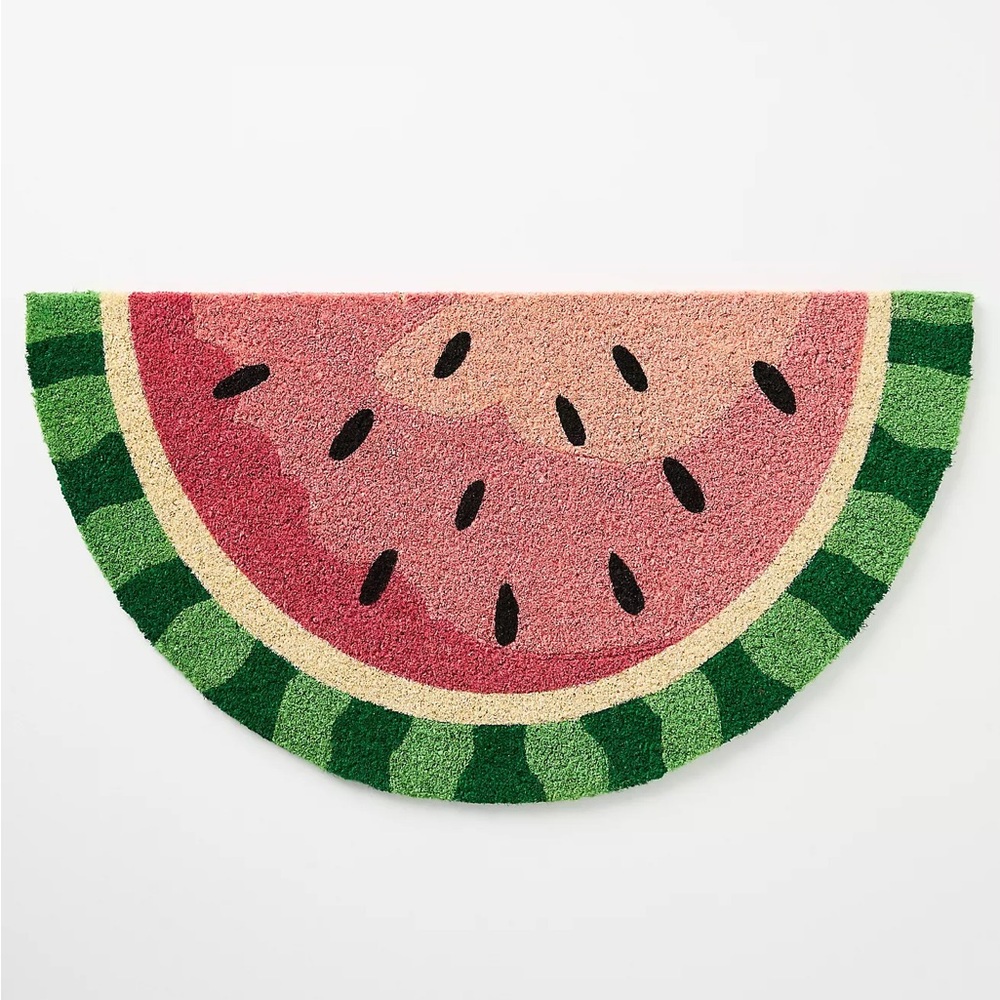 Anthropologie WATERMELON SHAPED PRINTED COIR DOORMAT 97001804 Pink 18" x 30"